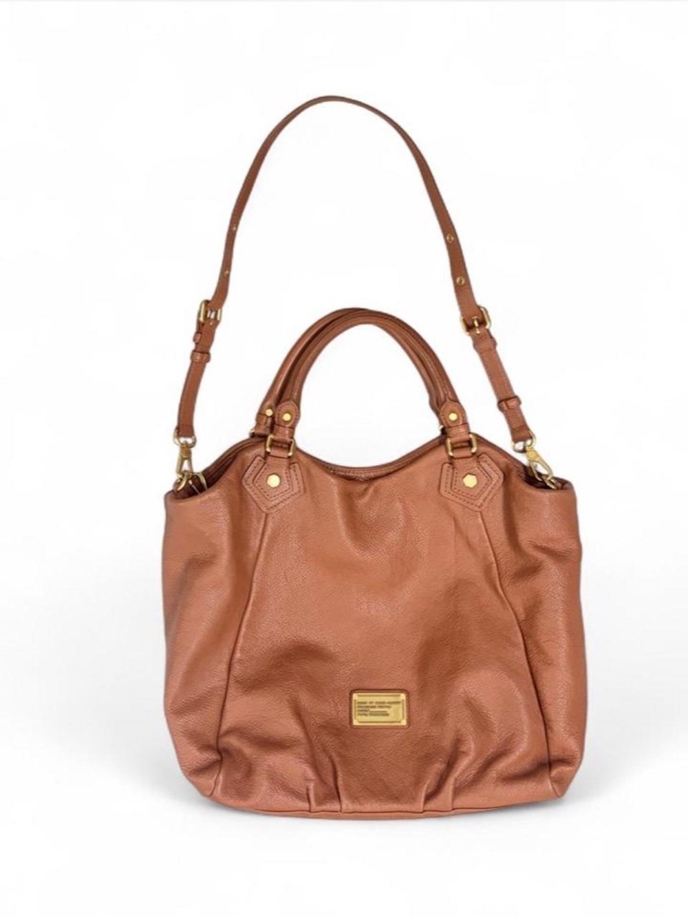Marc Jacobs Classic Brown Leather Tote Bag with Top Handles